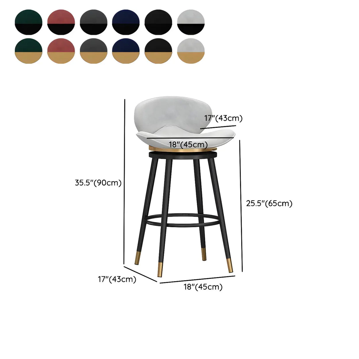 Iron Frame Curved Fabric Bucket Seating Bar Stools