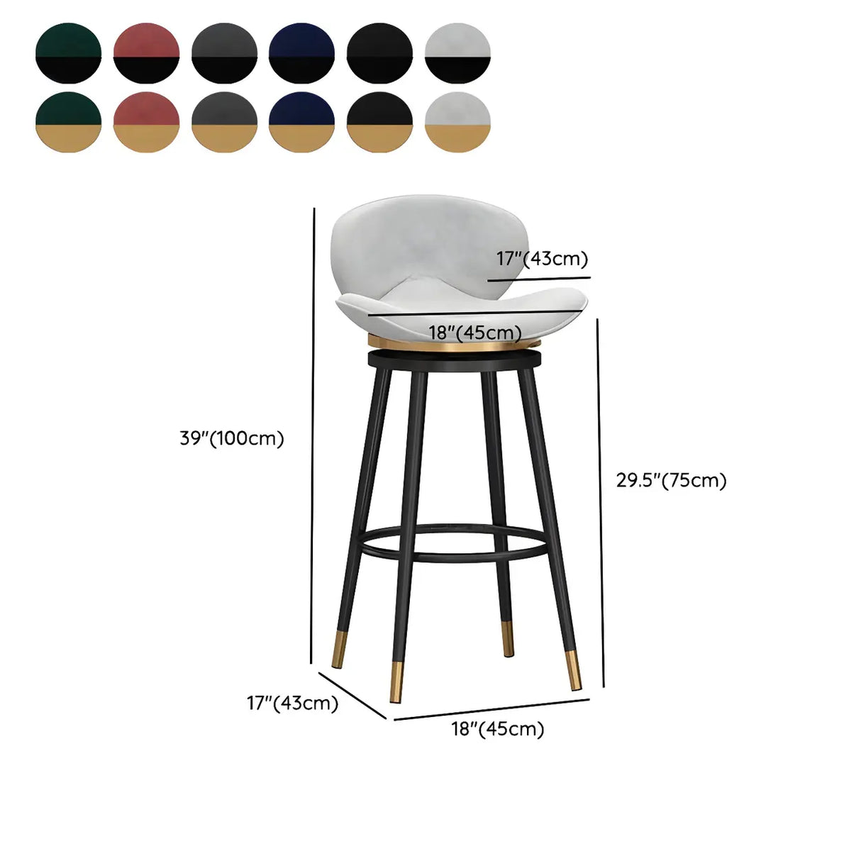 Iron Frame Curved Fabric Bucket Seating Bar Stools Image - 37