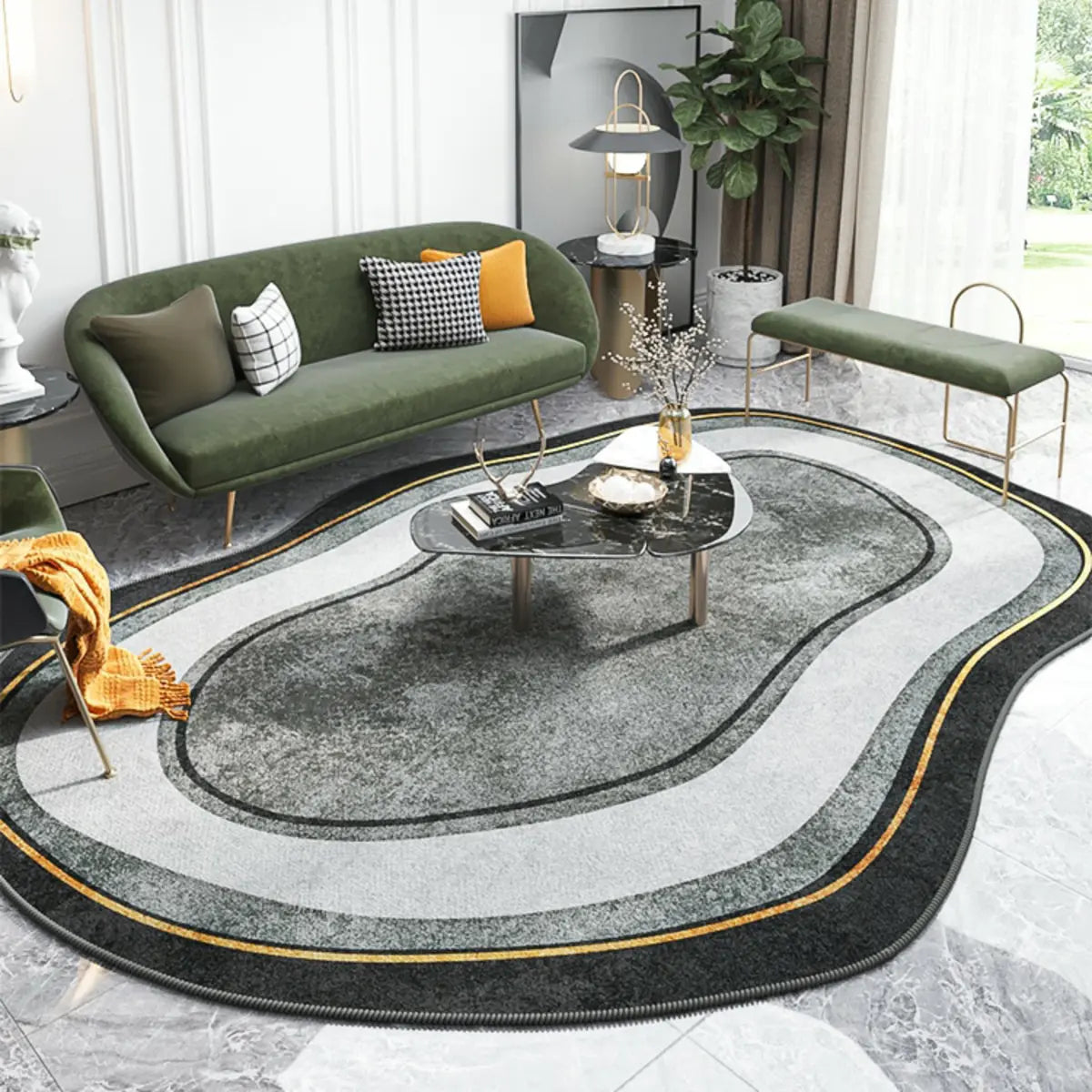 Irregular Abstract Polyester Multicolor Area Rug Image - 2