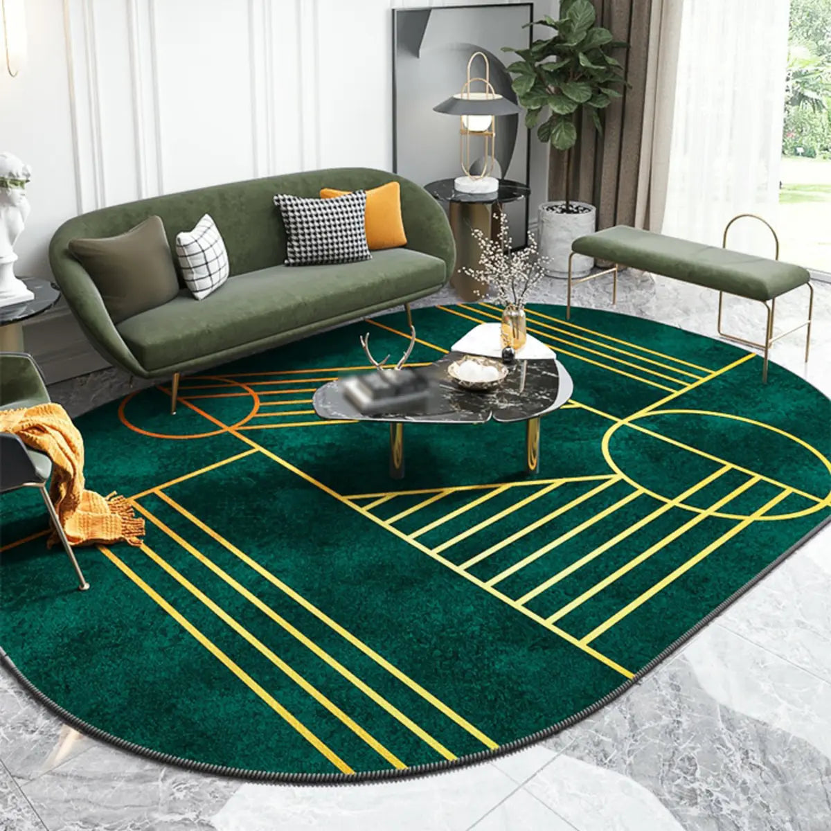 Irregular Abstract Polyester Multicolor Area Rug Image - 4