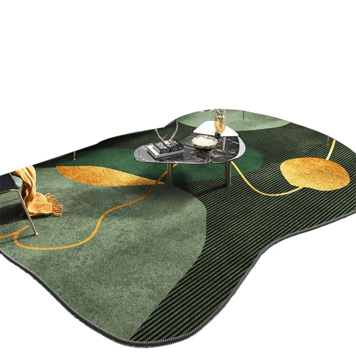 Irregular Abstract Polyester Multicolor Area Rug Image - 5