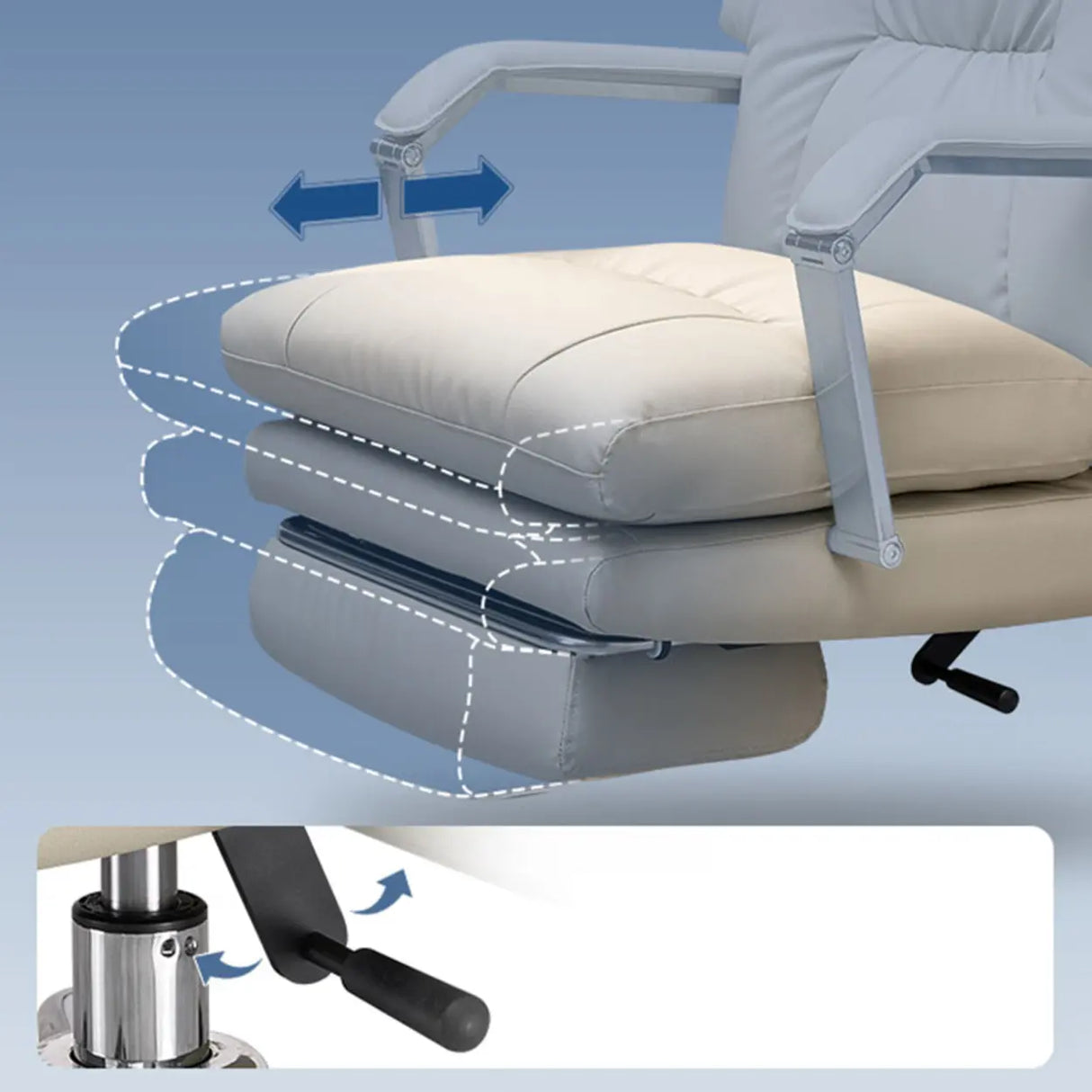 Ivory Adjustable High-Back Footrest Headrest Office Chair Image - 10