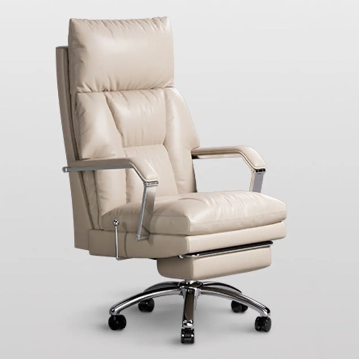 Ivory Adjustable High-Back Footrest Headrest Office Chair Image - 2