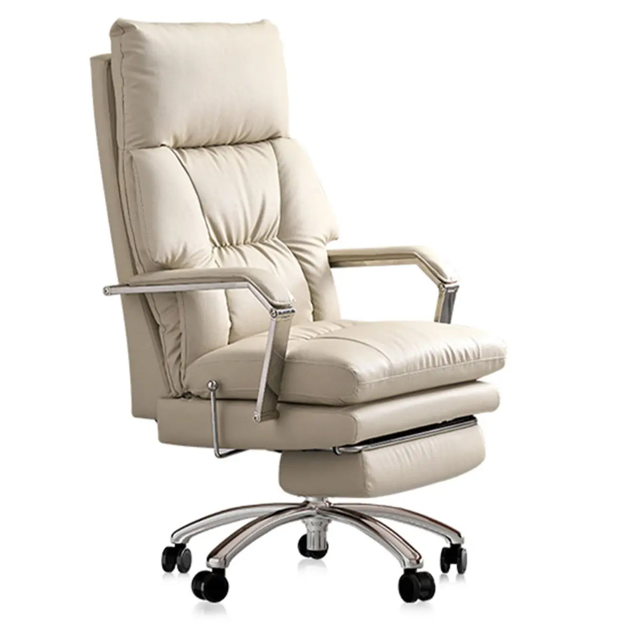 Ivory Adjustable High-Back Footrest Headrest Office Chair Image - 4