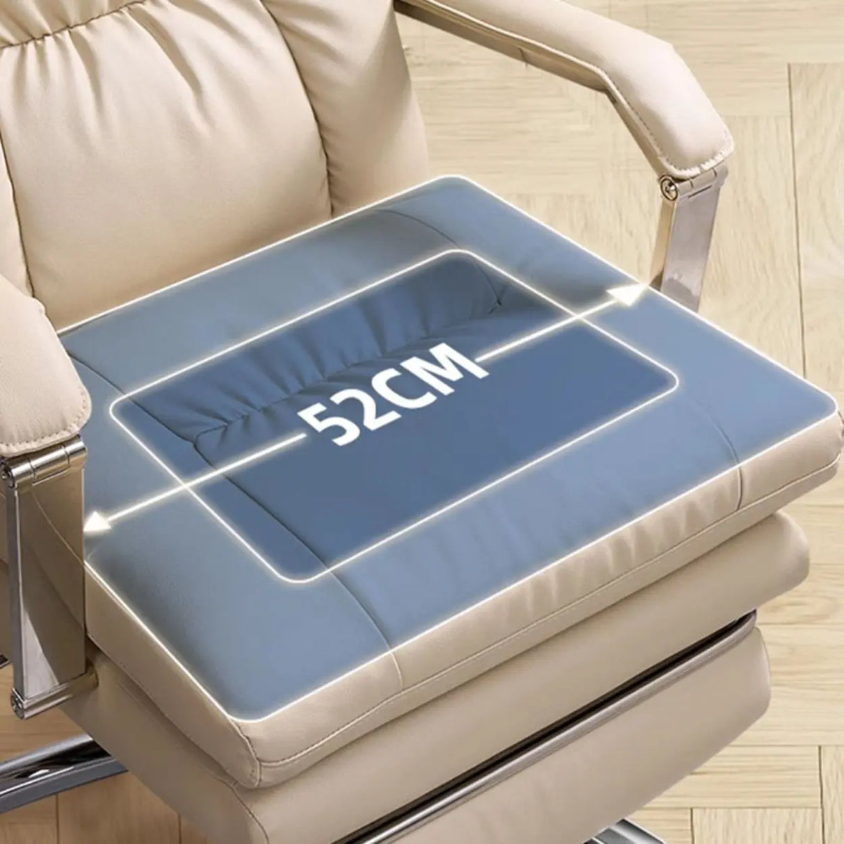 Ivory Adjustable High-Back Footrest Headrest Office Chair Image - 8