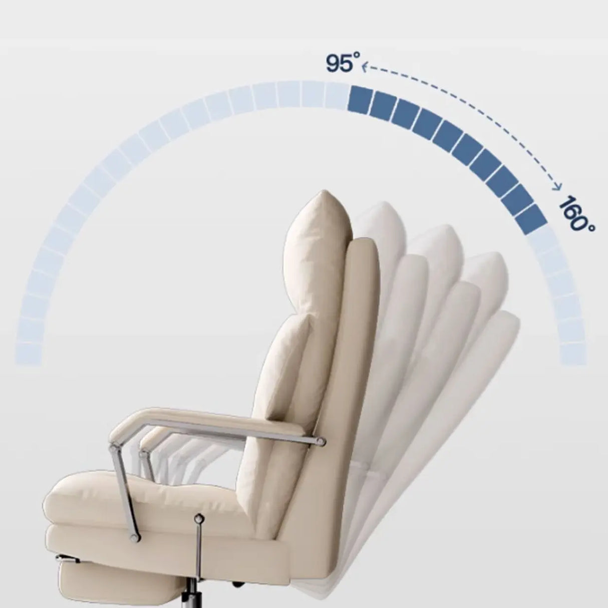 Ivory Adjustable High-Back Footrest Headrest Office Chair Image - 9