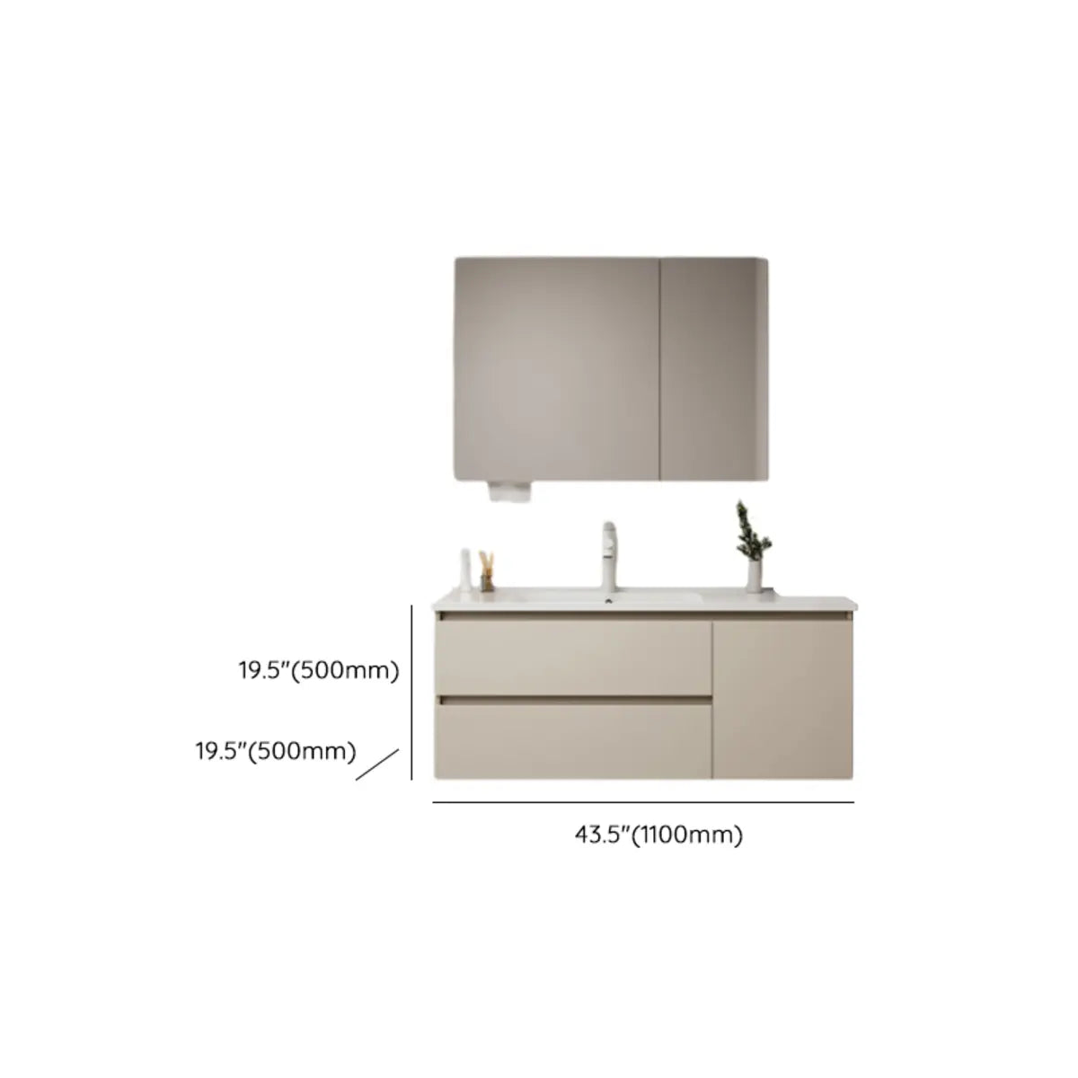 Ivory Drawers and Shelves Wood Storage Bathroom Vanity Image - 11