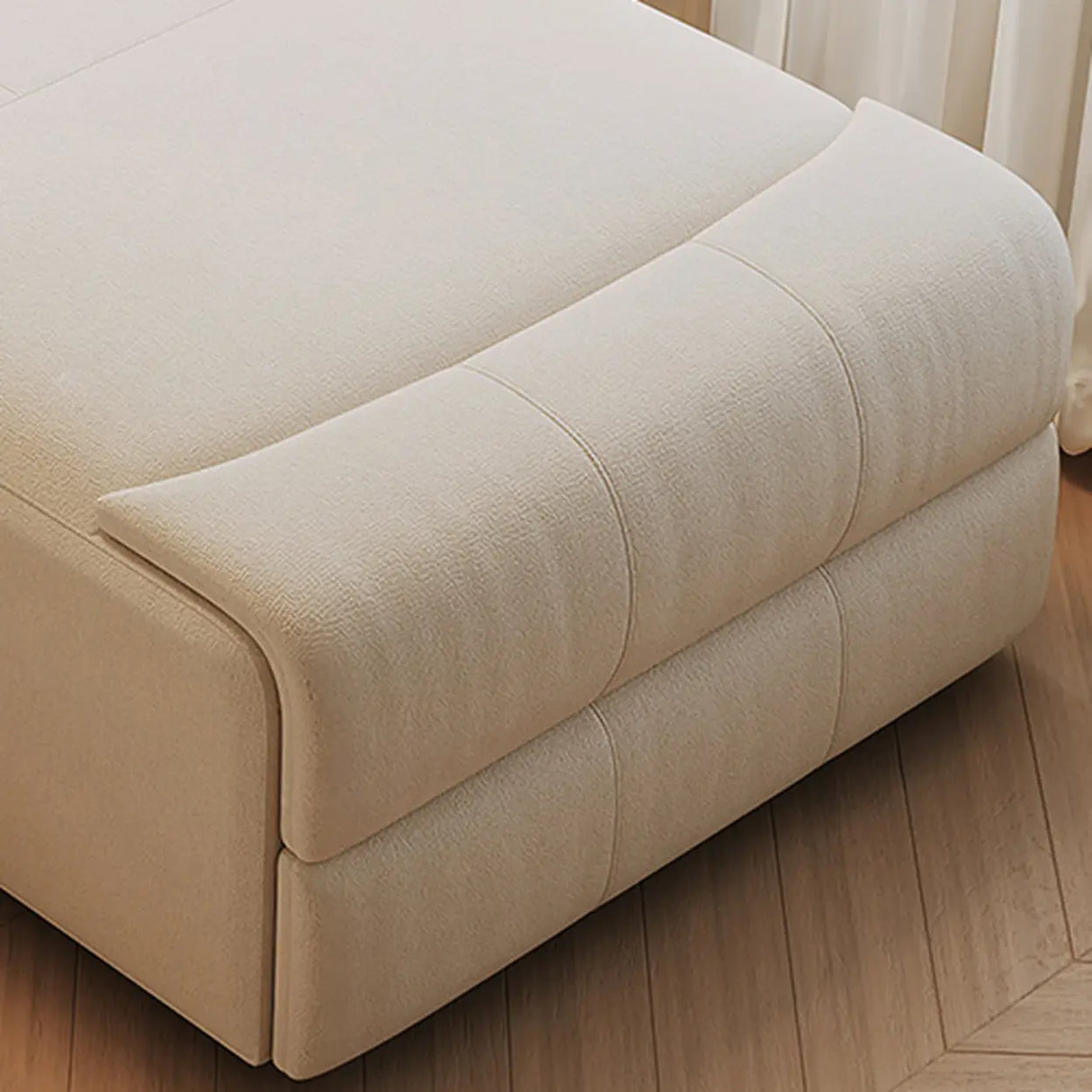 Ivory Electric Cushioned Recliner Storage Chaise Sofa Image - 10