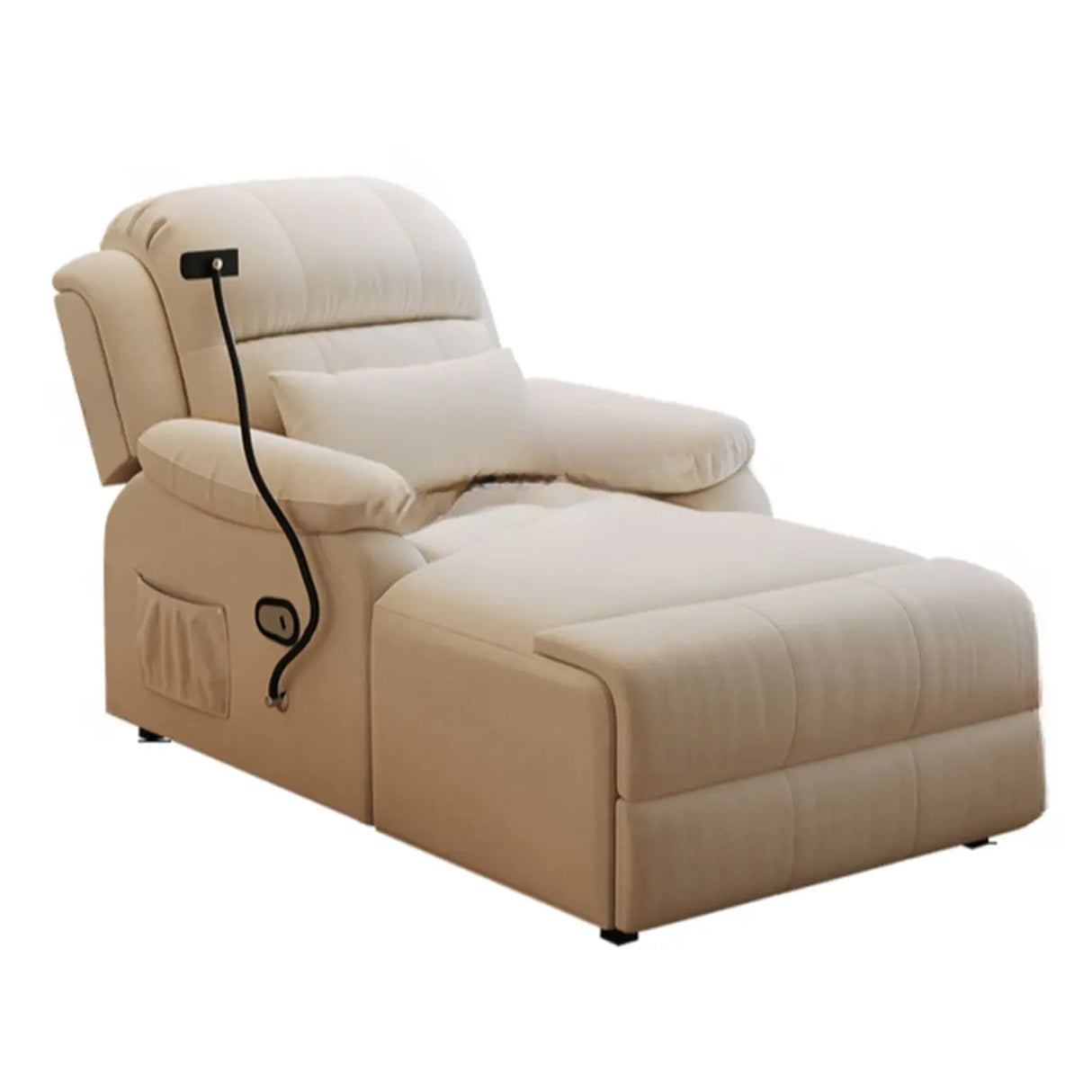 Ivory Electric Cushioned Recliner Storage Chaise Sofa Image - 2