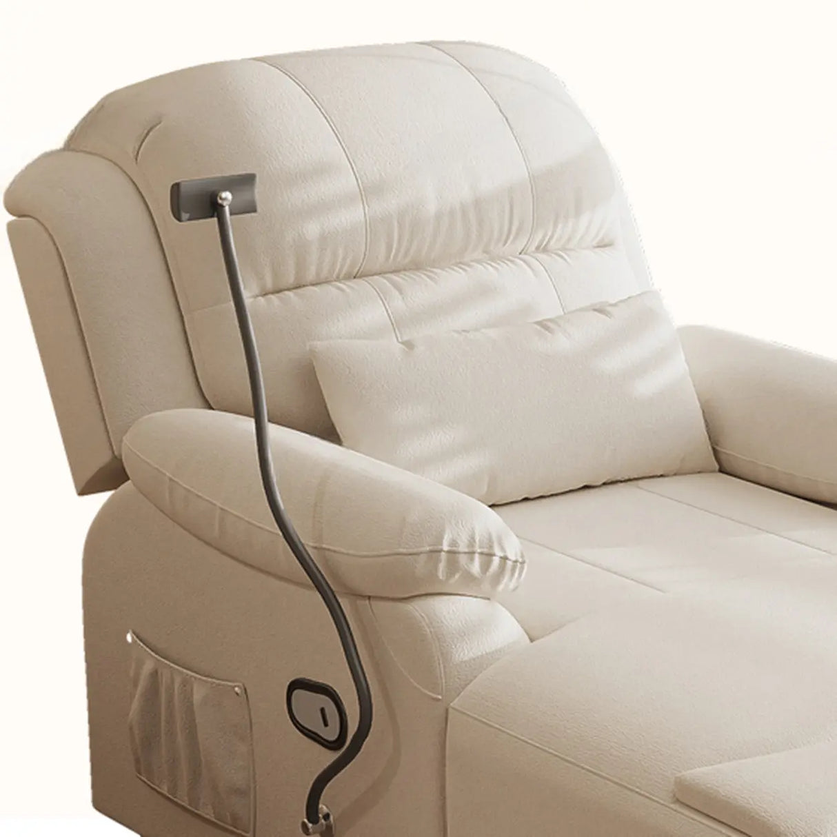 Ivory Electric Cushioned Recliner Storage Chaise Sofa Image - 7
