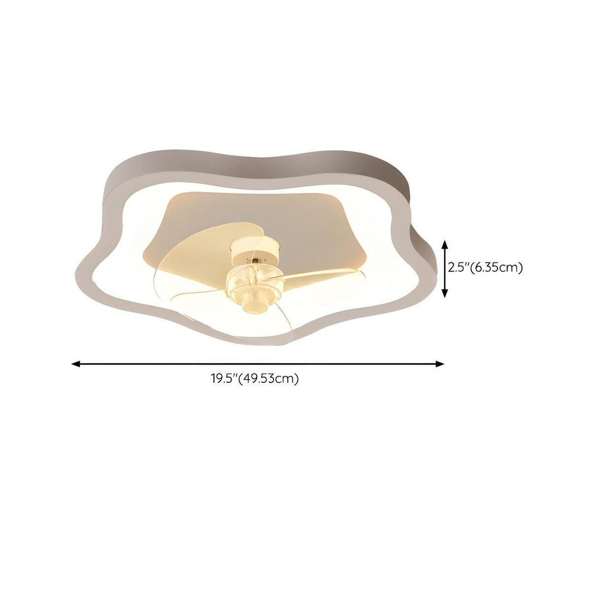 Ivory Flower Flush Modern Ceiling Fan with LED Light