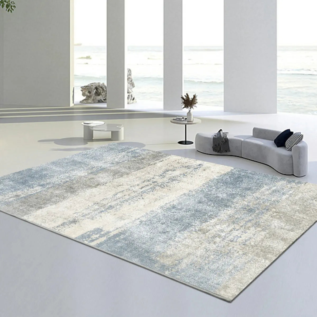 Ivory Modern Abstract Textured Rectangular Area Rug Image - 2