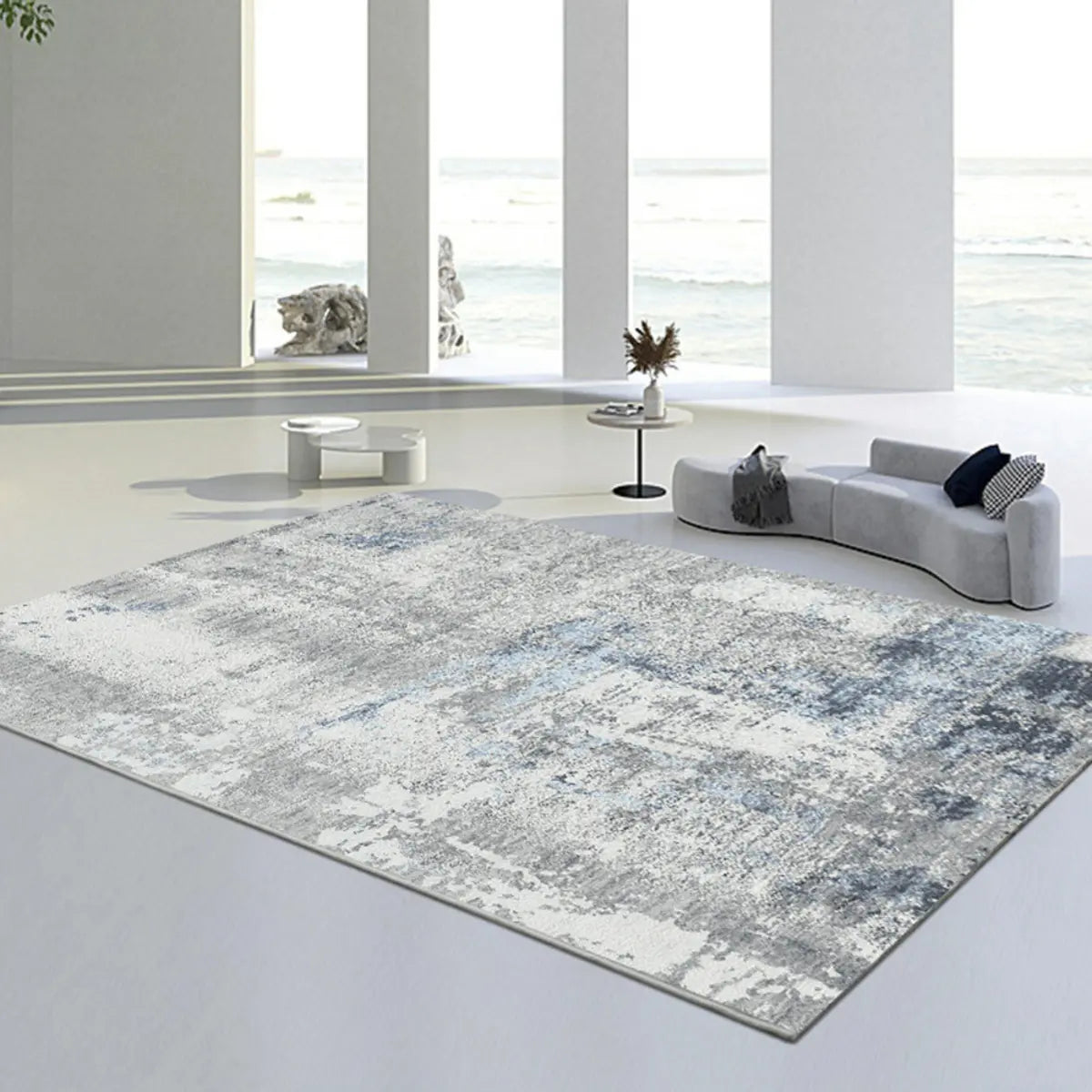 Ivory Modern Abstract Textured Rectangular Area Rug Image - 5