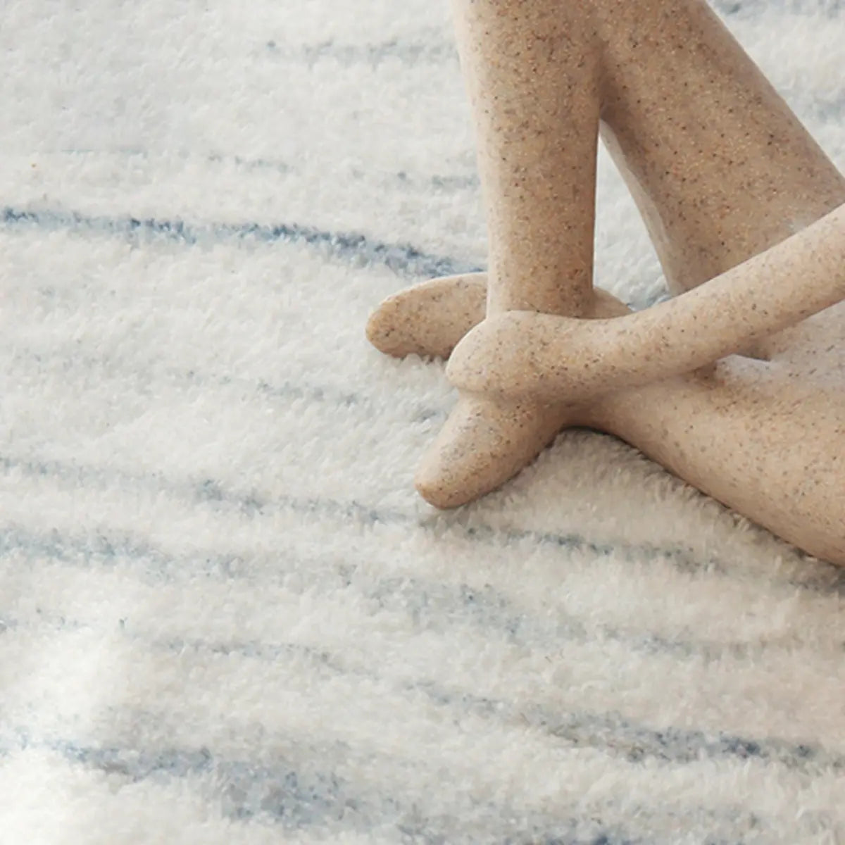 Ivory Modern Abstract Textured Rectangular Area Rug Image - 6