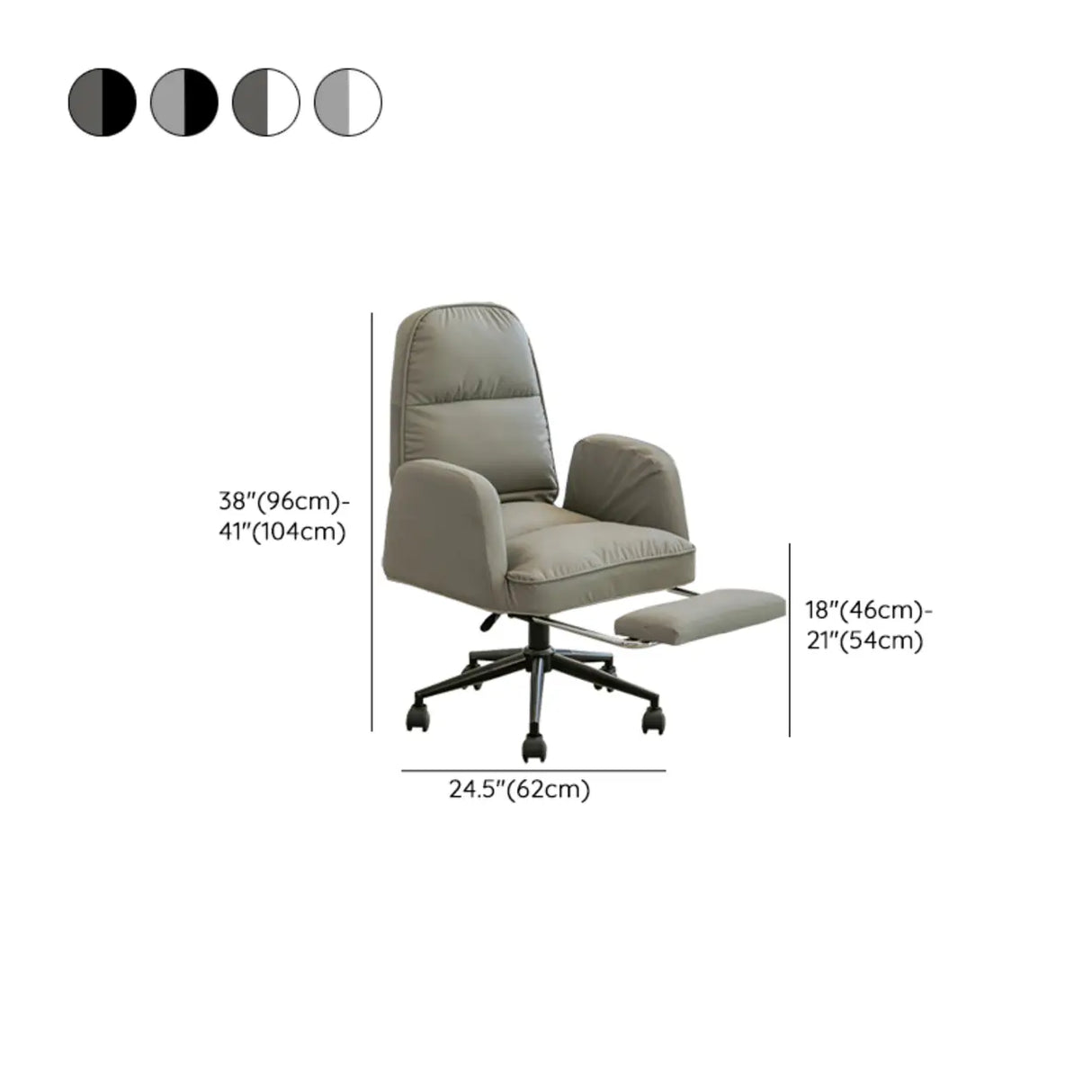 Ivory Swivel Adjustable Upholstered Footrest Office Chair Image - 13