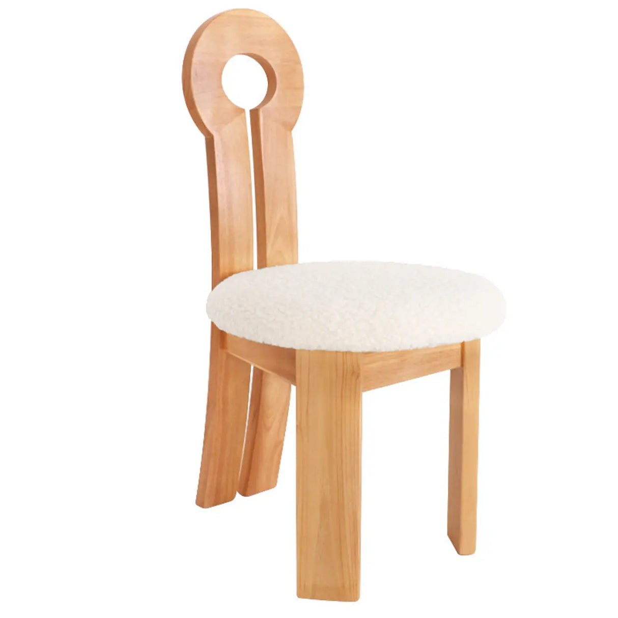 Key Slat Back Sherpa Curved Wood Side Dining Chair Black Image - 11