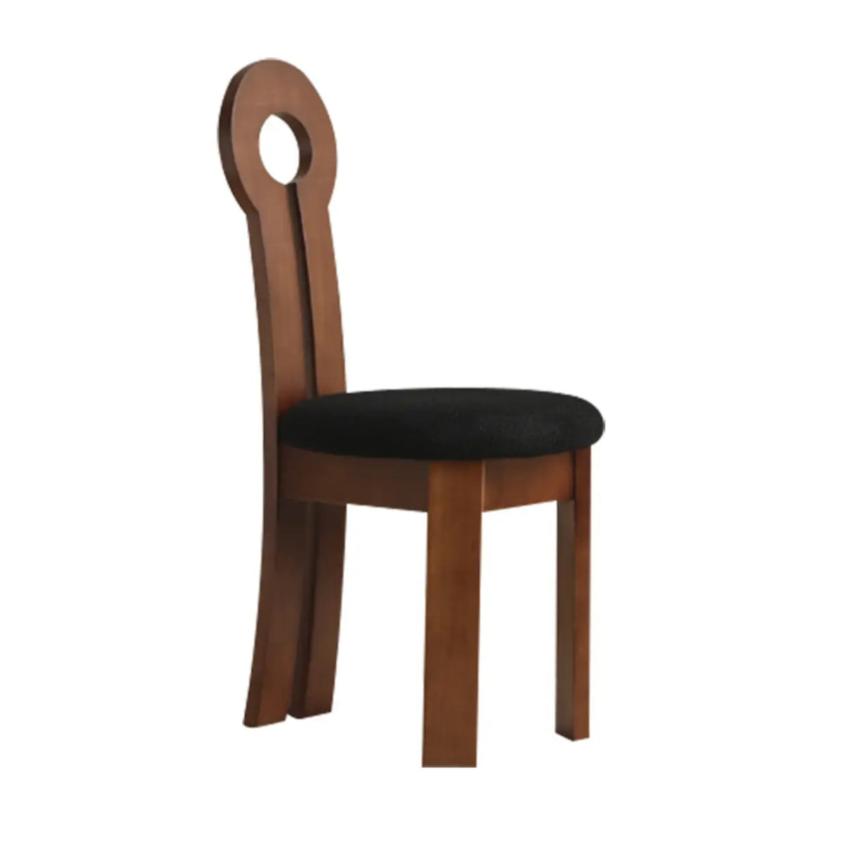 Key Slat Back Sherpa Curved Wood Side Dining Chair Black Image - 13