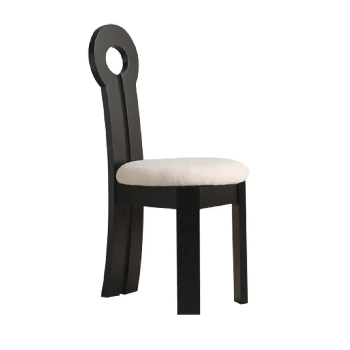 Key Slat Back Sherpa Curved Wood Side Dining Chair Black Image - 14