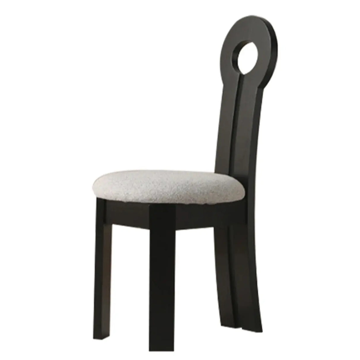 Key Slat Back Sherpa Curved Wood Side Dining Chair Black Image - 17