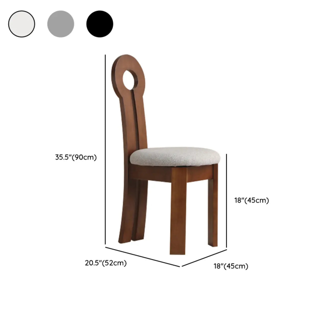 Key Slat Back Sherpa Curved Wood Side Dining Chair Black Image - 19