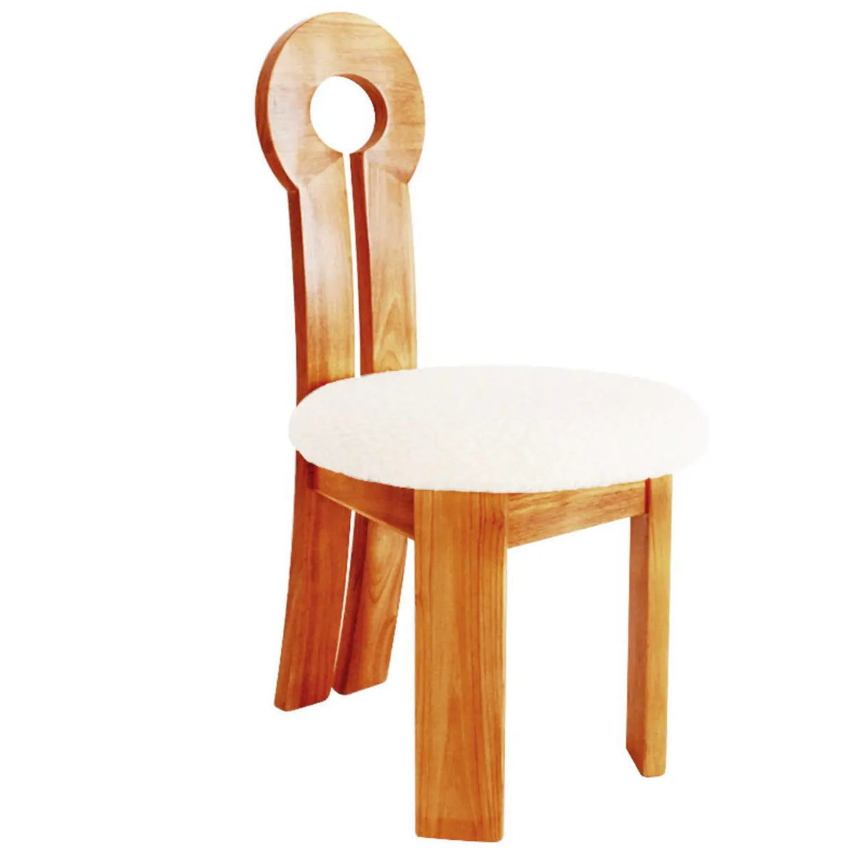 Key Slat Back Sherpa Curved Wood Side Dining Chair Black Image - 5