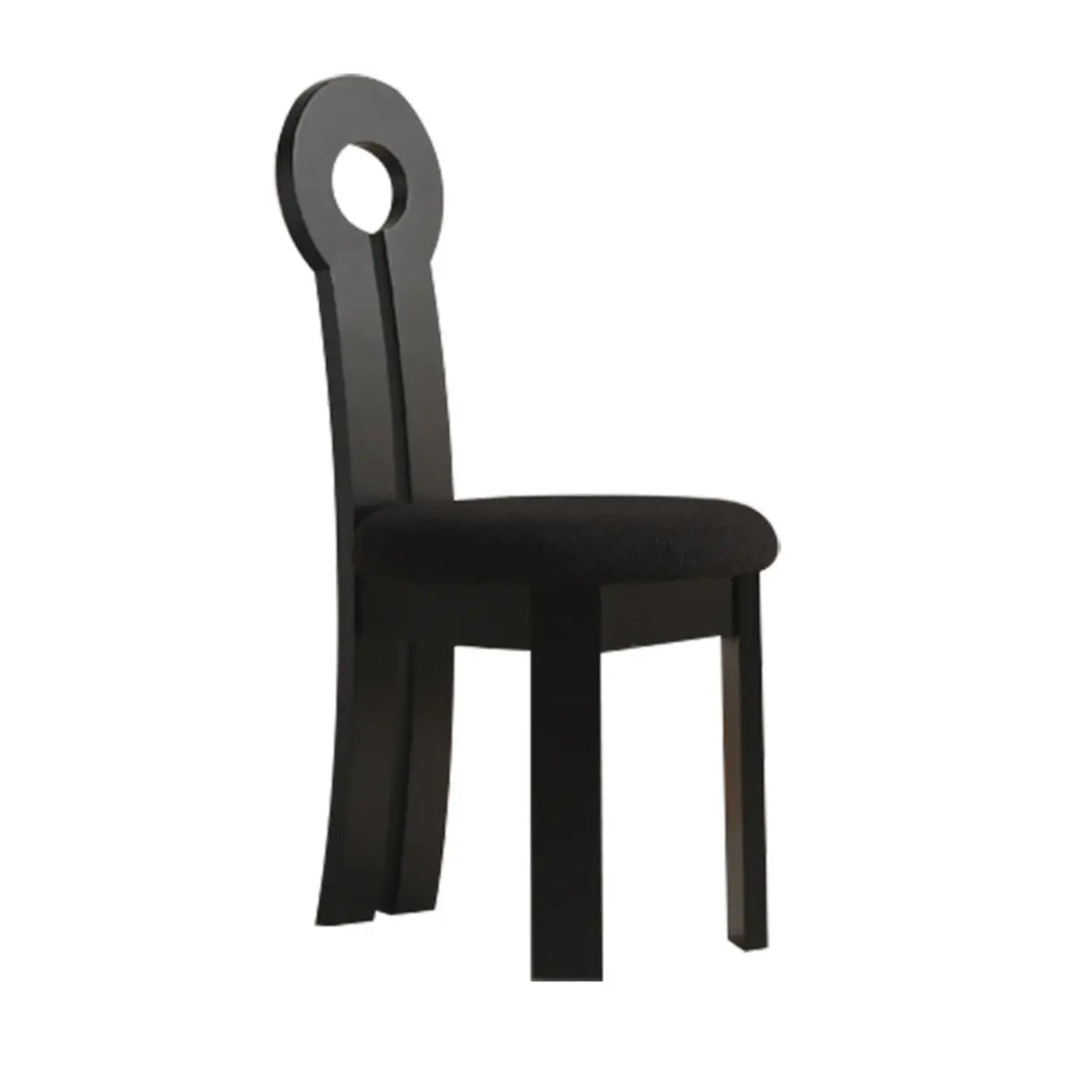 Key Slat Back Sherpa Curved Wood Side Dining Chair Black Image - 7