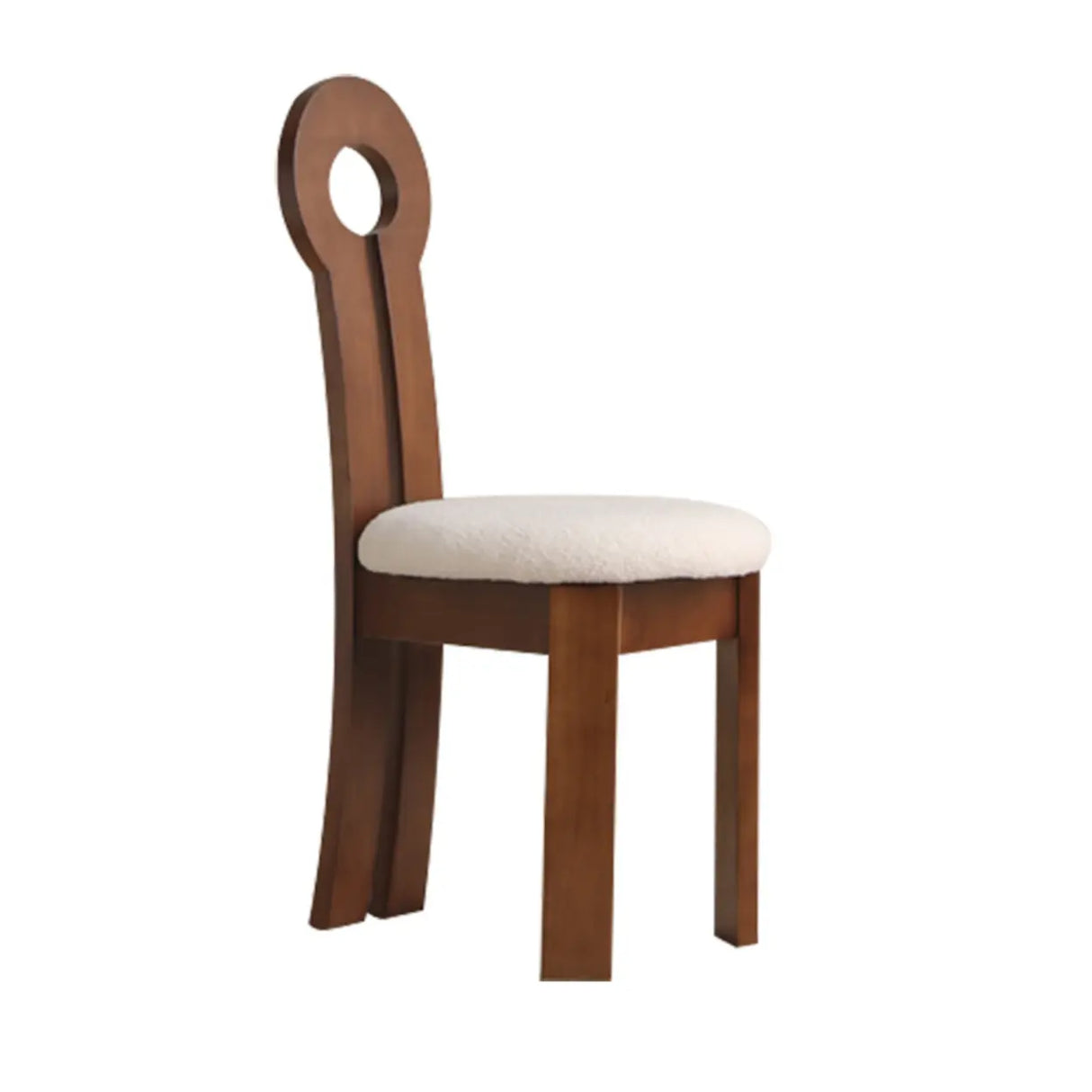 Key Slat Back Sherpa Curved Wood Side Dining Chair Black Image - 9