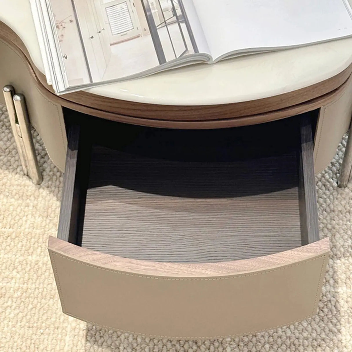 Khaki Extendable Microlite Coffee Table with Storage Image - 10