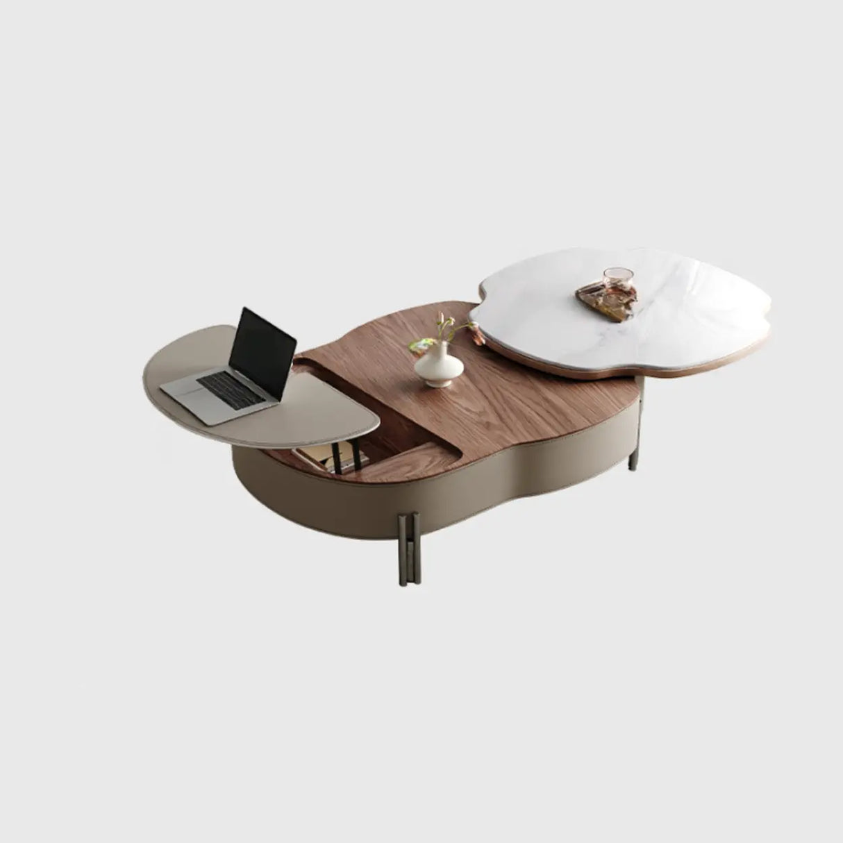 Khaki Extendable Microlite Coffee Table with Storage Image - 6