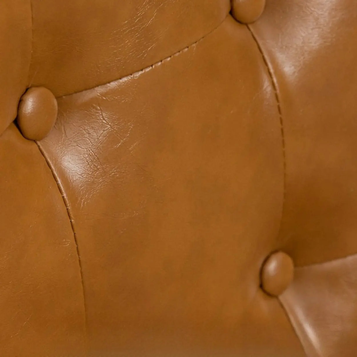 Khaki Oiled Leather Tufted Back Wood Frame Lounge Chair Image - 9