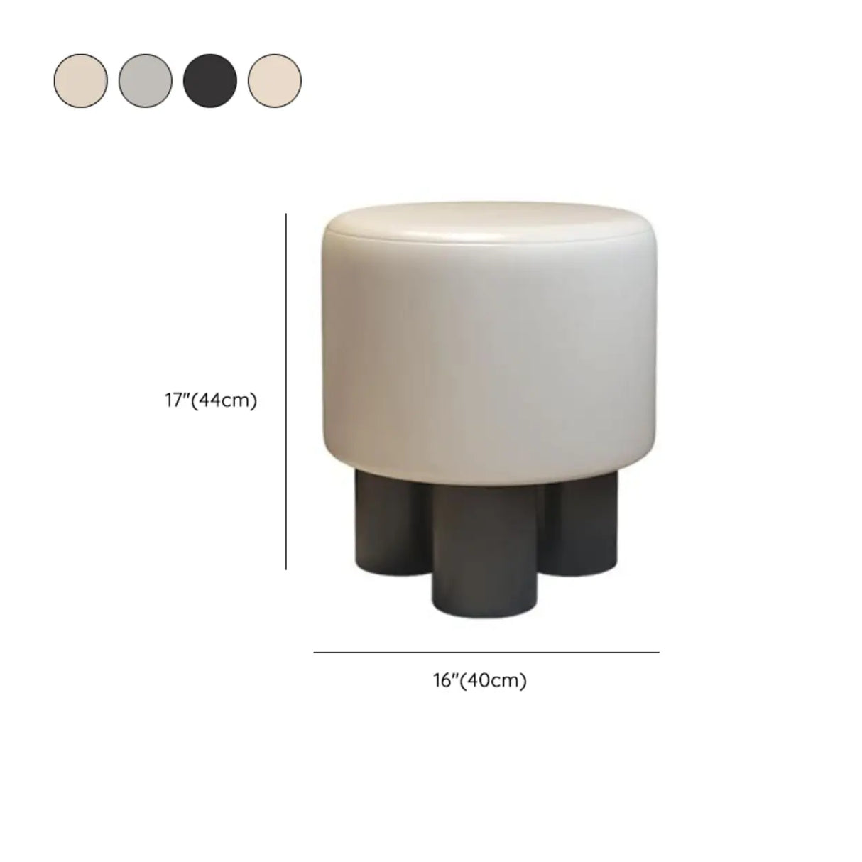 Khaki Round Fabric Upholstered Vanity Stool with Legs