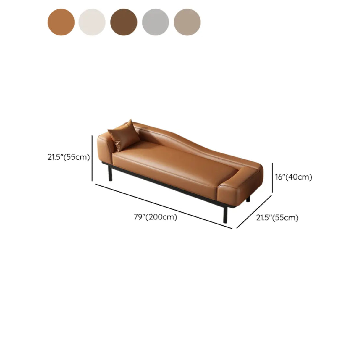 Khaki Stain Resistant Faux Leather Left-Arm Chaise Image - 11