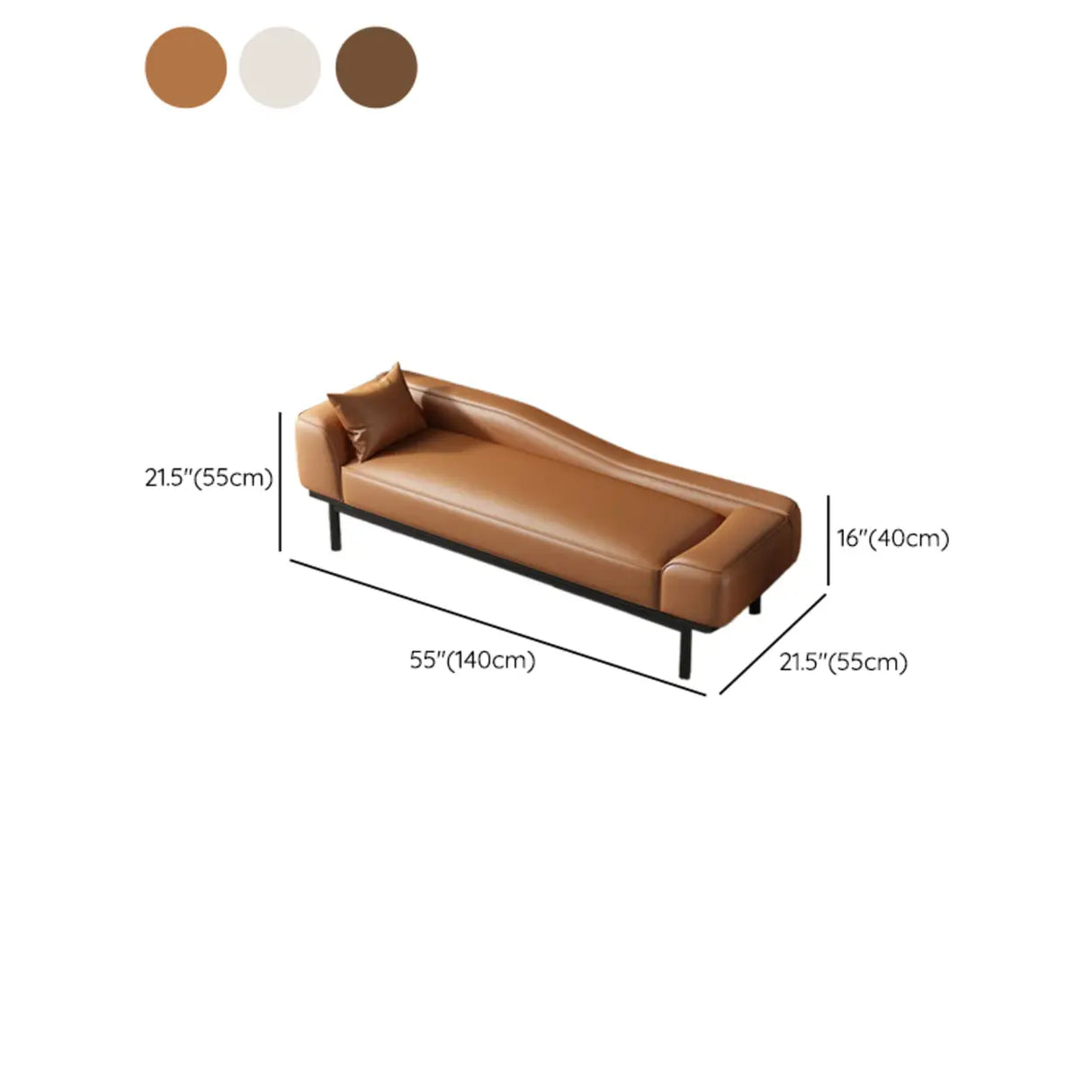 Khaki Stain Resistant Faux Leather Left-Arm Chaise Image - 12