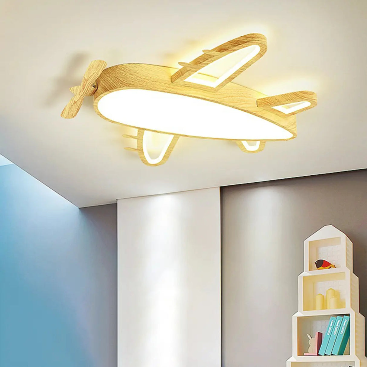 Kids Bedroom Airplane LED Flush Mount Ceiling Light Image - 4