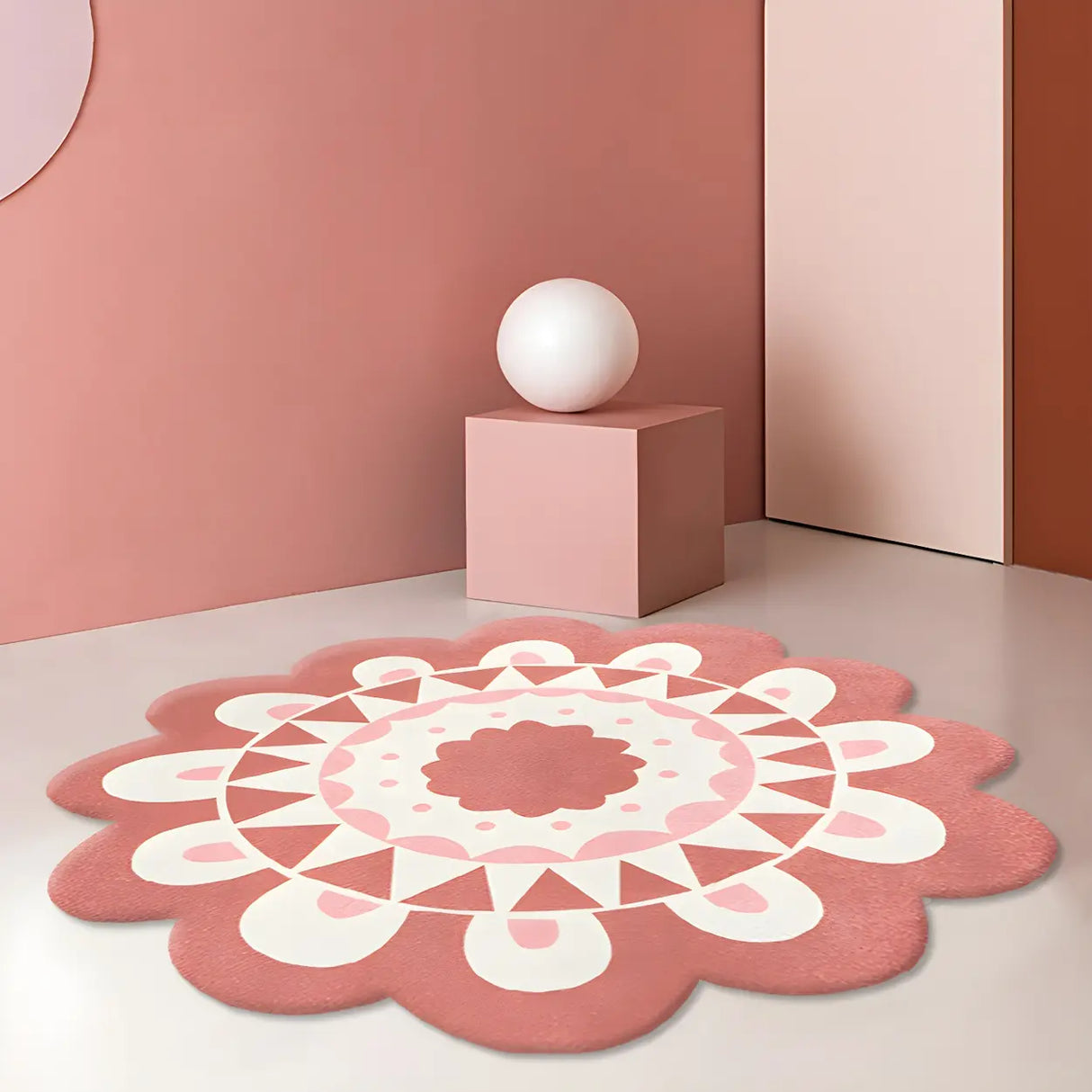 Kids Cartoon House Rug Synthetic Blue Area Rug Image - 2