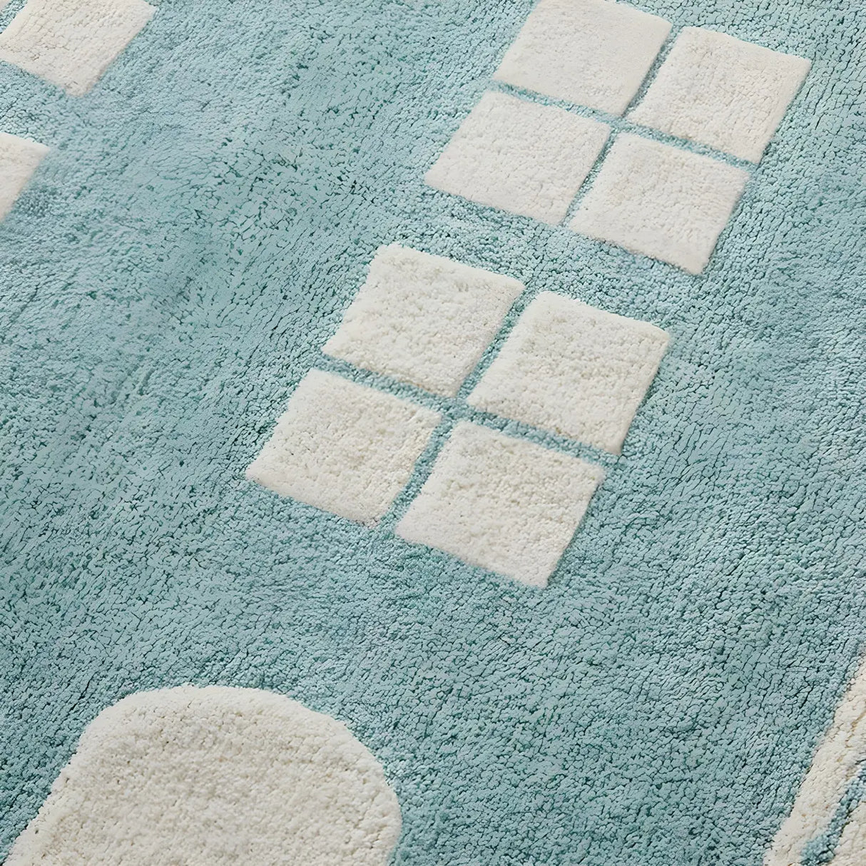 Kids Cartoon House Rug Synthetic Blue Area Rug Image - 6