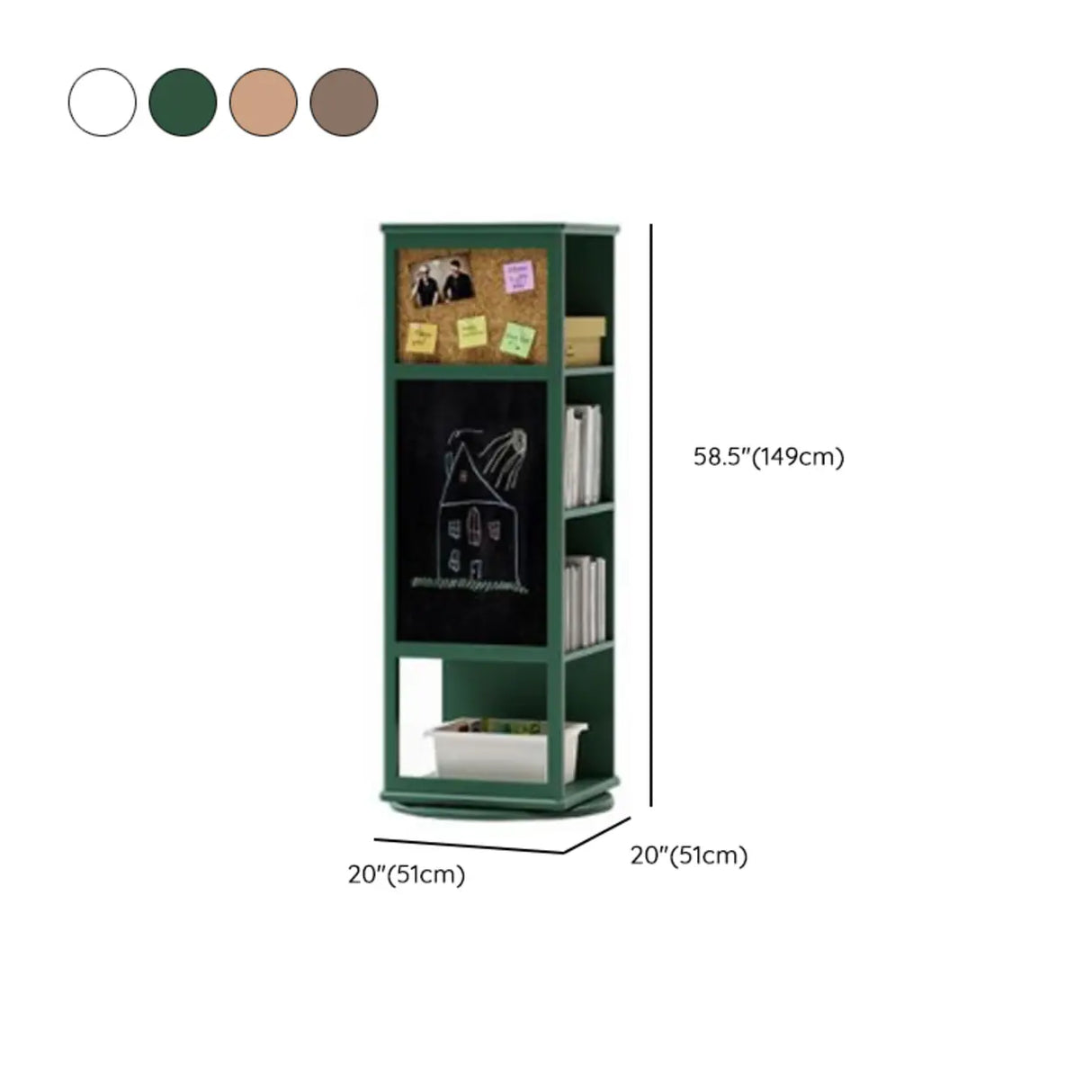 Kids Narrow Vertical Corner Rotating Wood Bookshelf Tower Image - 23