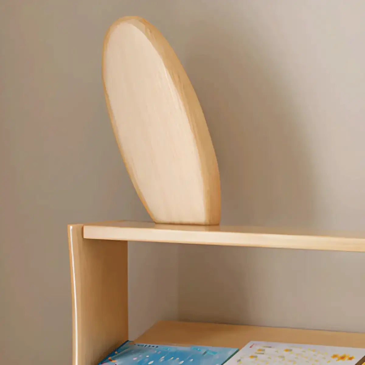 Kids Natural Finish Playful Bunny Ears Wood Bookcase Image - 4