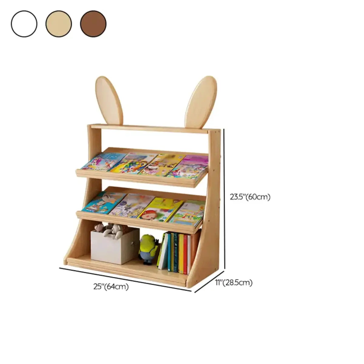 Kids Natural Finish Playful Bunny Ears Wood Bookcase Image - 8