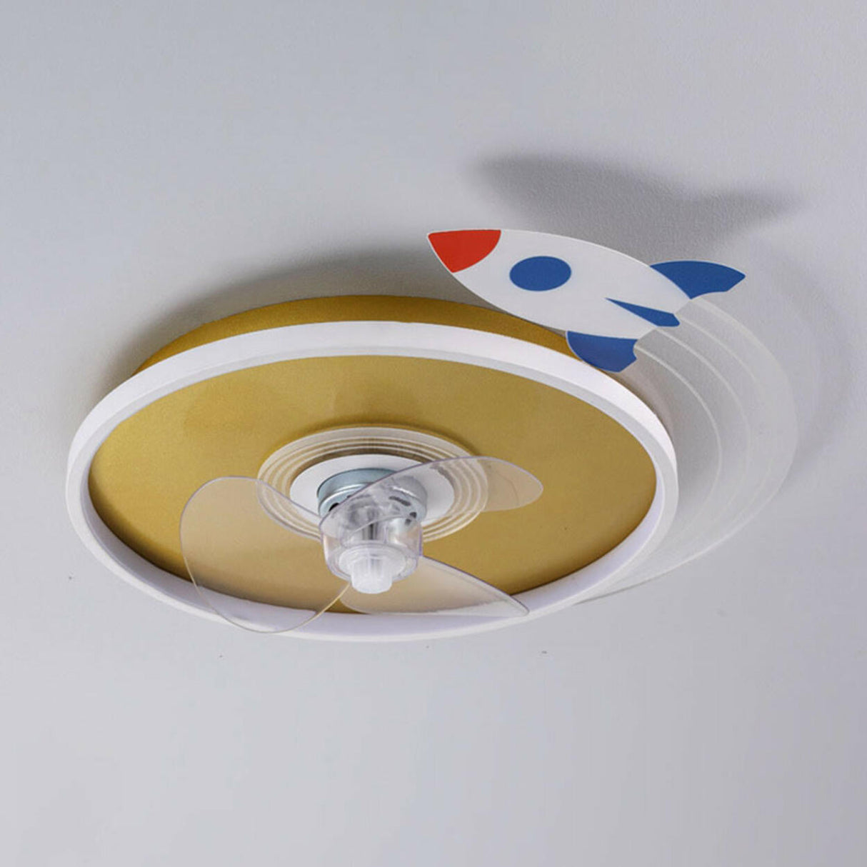 Kids Room Airplane Round Ceiling Fan with LED Light Image - 12