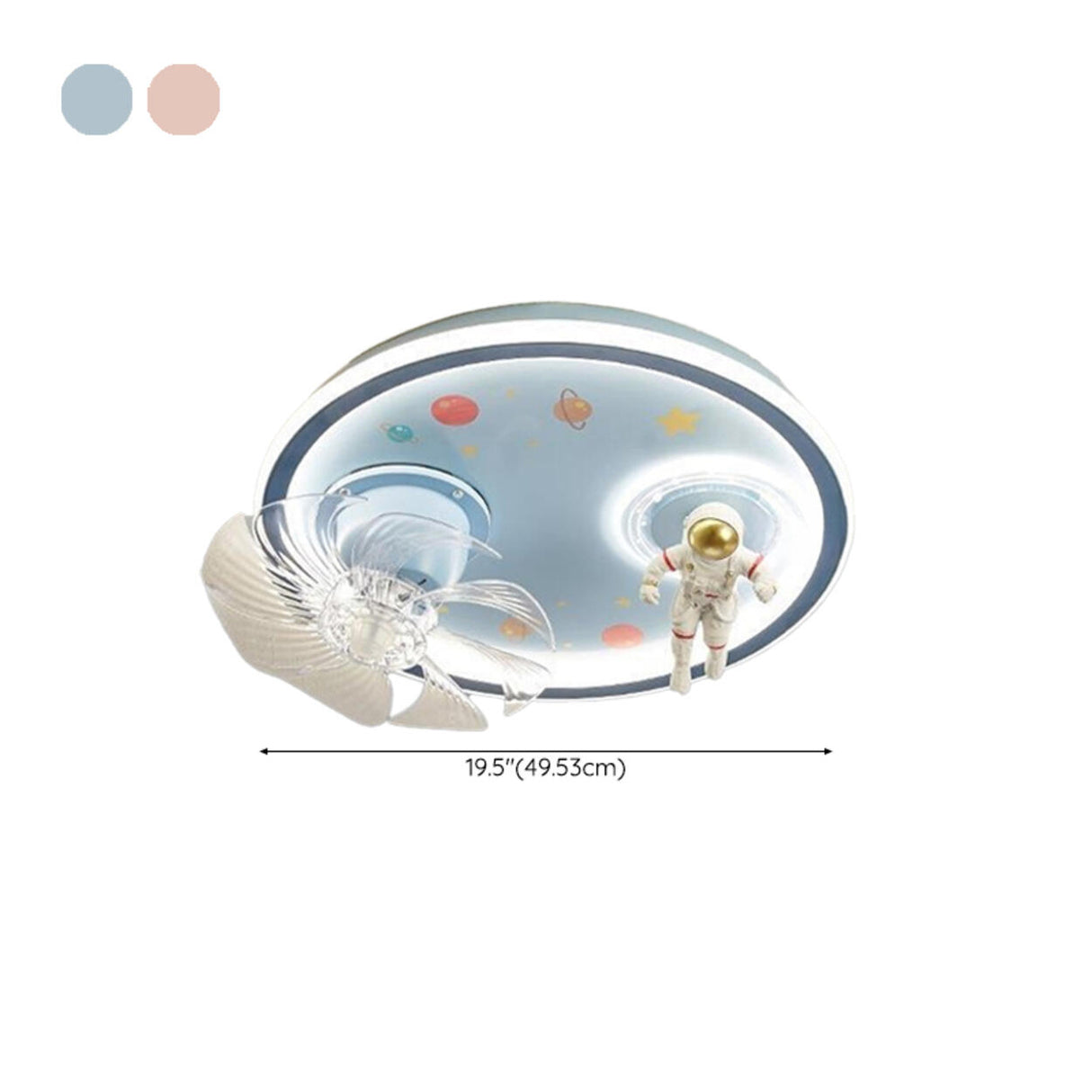 Kids Room Astronaut Round Flush Ceiling Fan with Light
