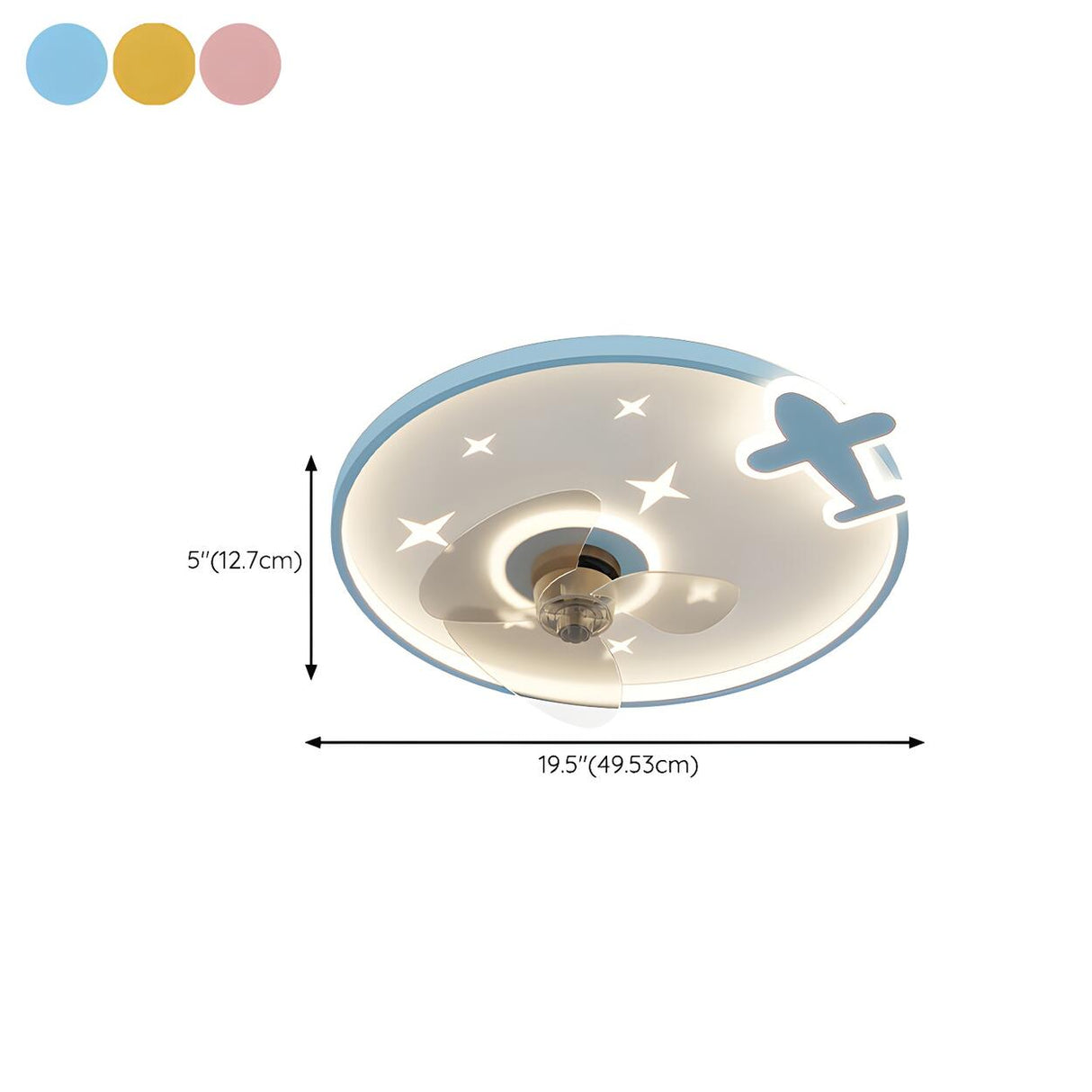 Kids Room Cartoon Airplane Ring Ceiling Fan with Light