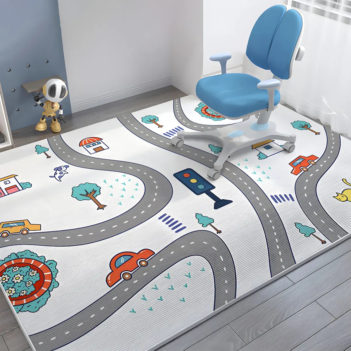 Kids Room Cartoon Astronaut Blue Anti-Slip Area Rug Image - 12