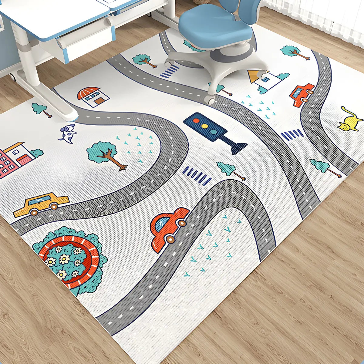 Kids Room Cartoon Astronaut Blue Anti-Slip Area Rug Image - 14