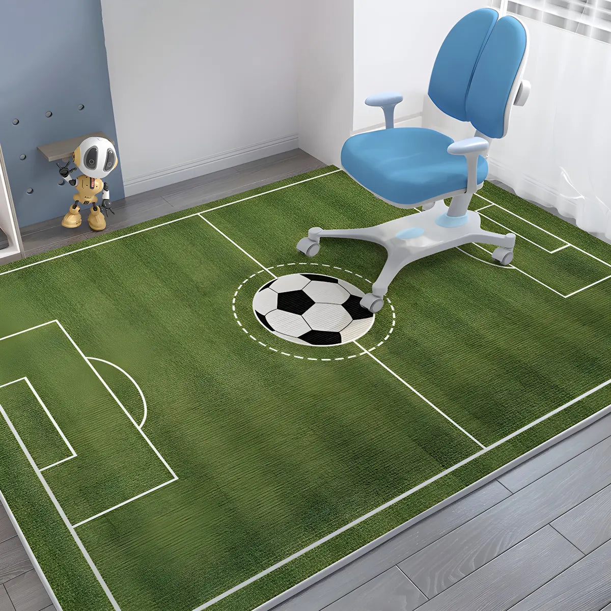 Kids Room Cartoon Astronaut Blue Anti-Slip Area Rug Image - 3