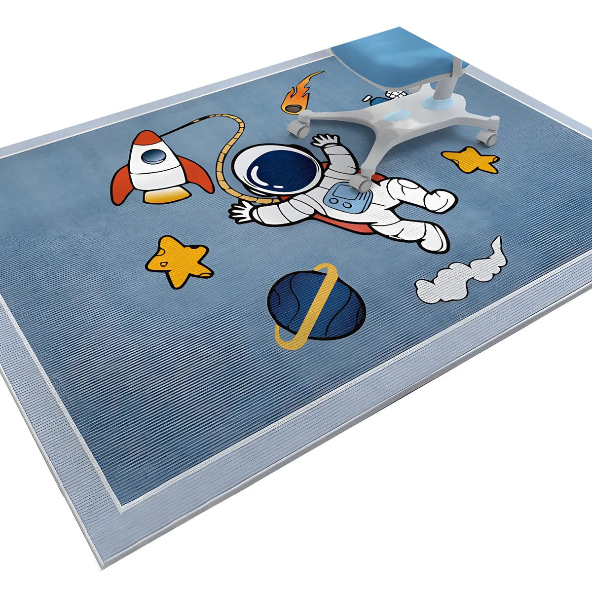Kids Room Cartoon Astronaut Blue Anti-Slip Area Rug Image - 5
