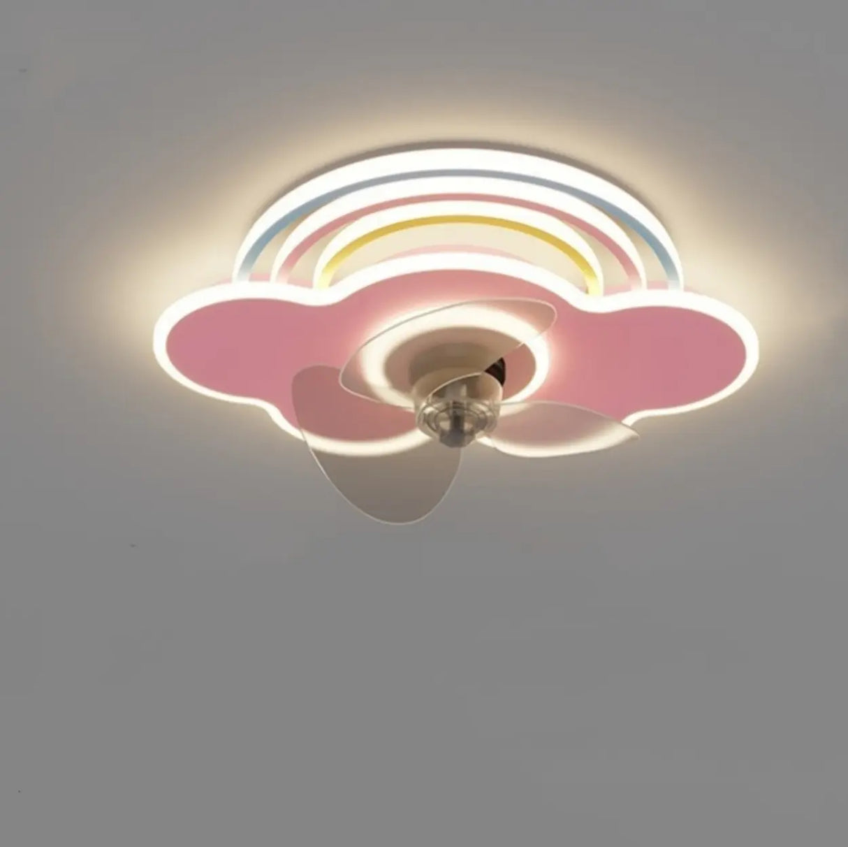 Kids Room Cartoon Rainbow Cloud Ceiling Fan with Light Image - 3