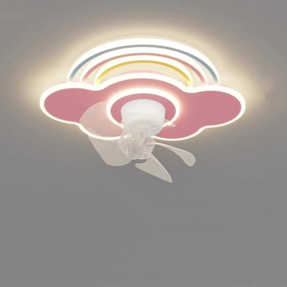 Kids Room Cartoon Rainbow Cloud Ceiling Fan with Light Image - 4