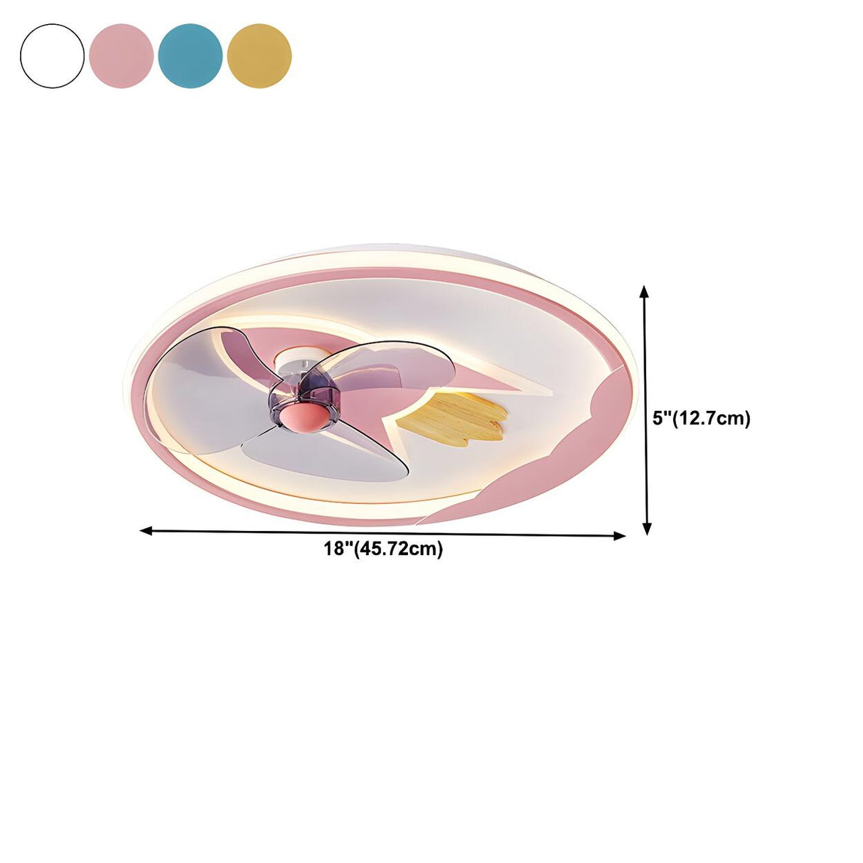 Kids Room Cartoon Rocket Round Ceiling Fan with Light