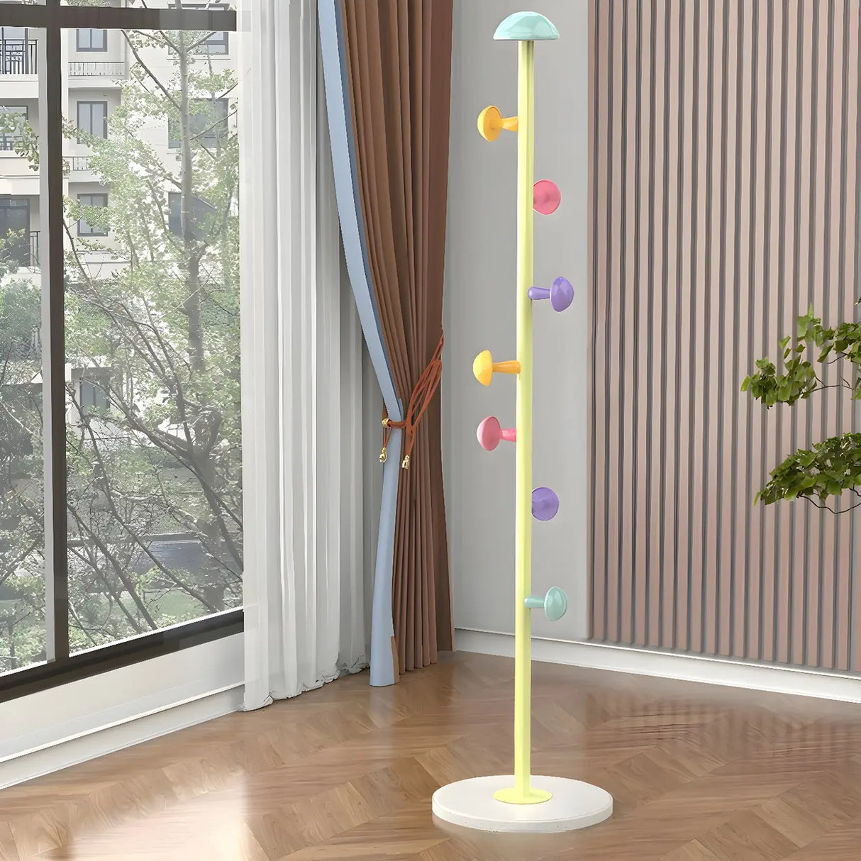 Kids Room Colorful Metal Freestanding Coat Rack with Hooks Image - 13